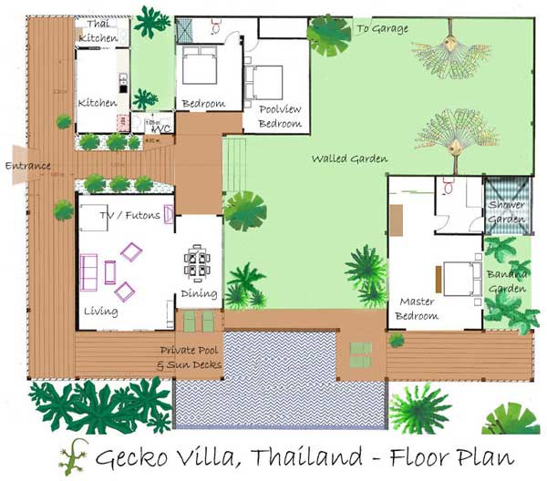 Thailand villa floor plan and layout